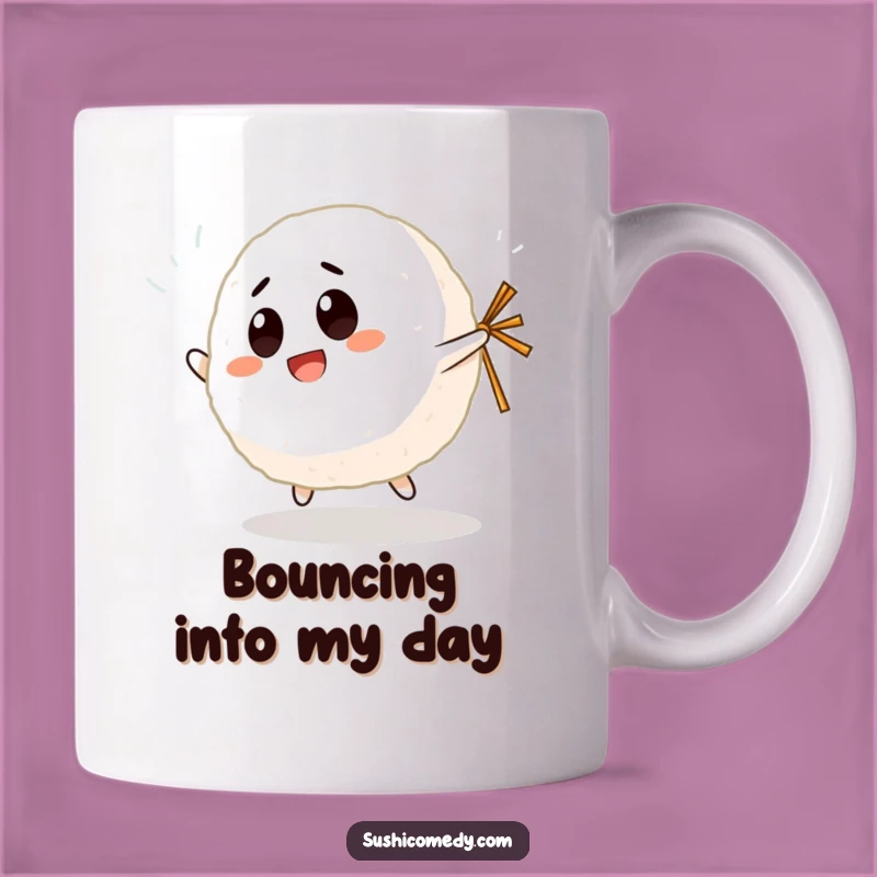 Funny Giggling Rice Ball Mug: Bouncing Joyful Character, Perfect Funny Gift