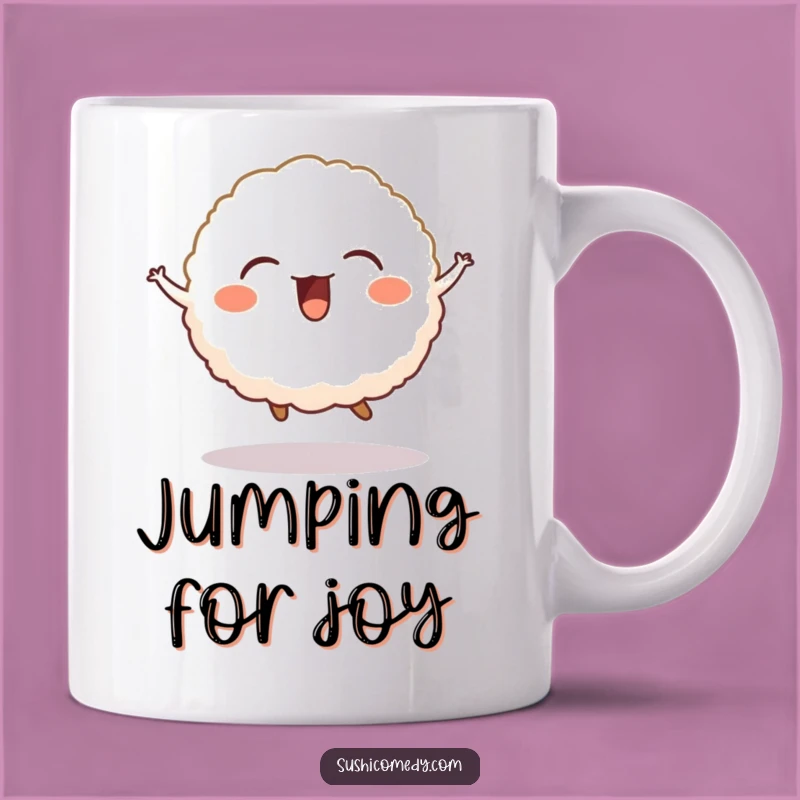 Funny Giggling Rice Ball Jump Mug - Adorable Foodie Humor Gift