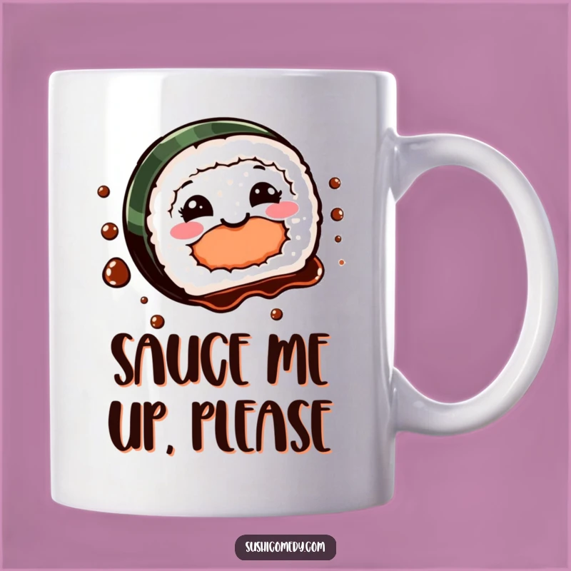 Funny Sushi Spin Mug: Playful Soy Sauce Dance, Perfect Gift Coffee Cup