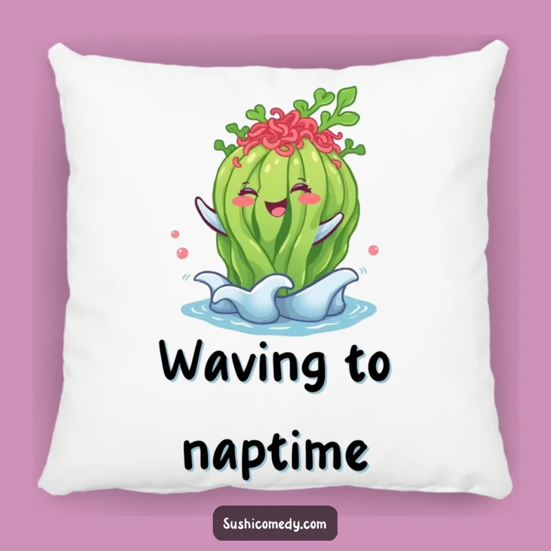 Funny Seaweed Salad Pillow: Cuddle Up with Happy Waves