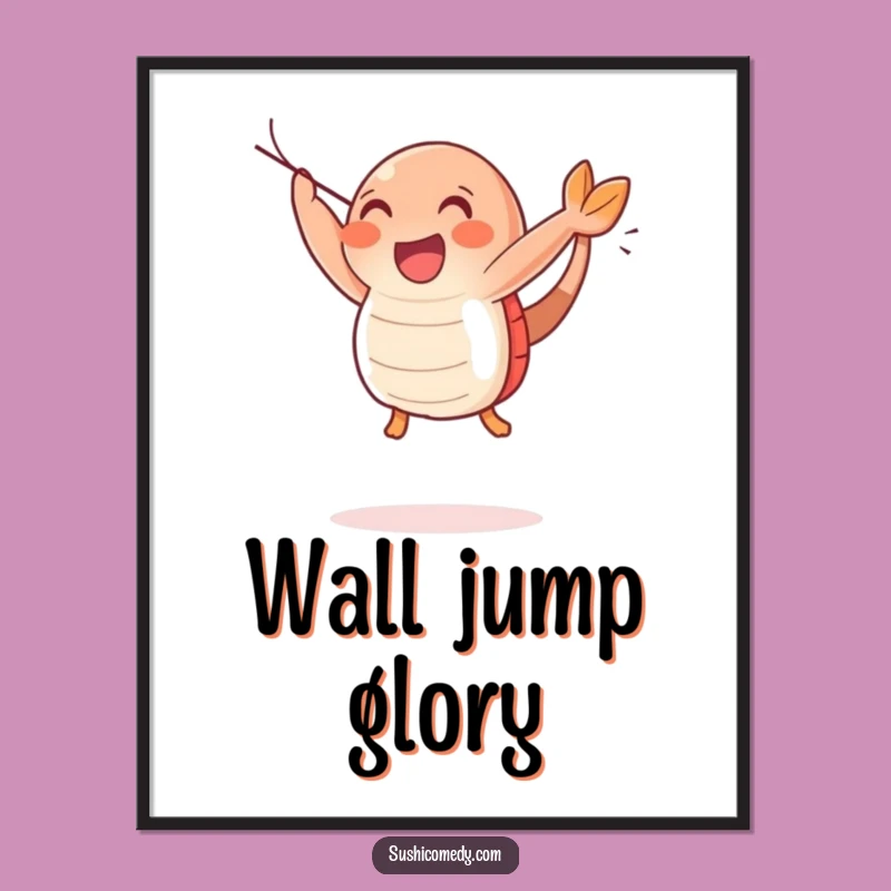 Funny Happy Shrimp Sushi Digital Art: Instant Joyful Decor, Perfect Funny Gift