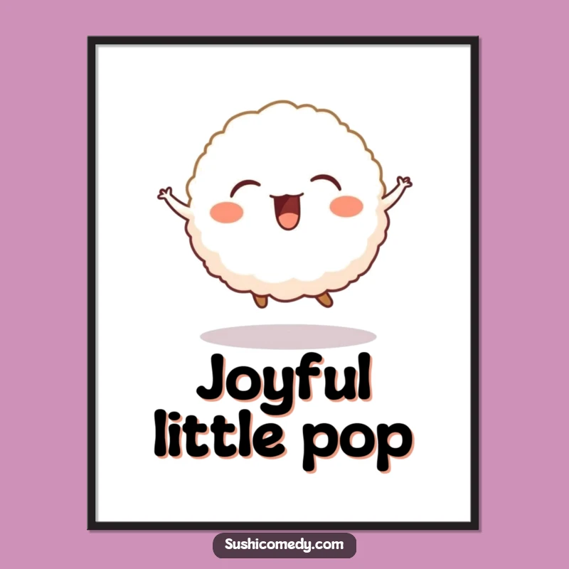 Funny Rice Ball Jump Digital Print - Instant Adorable Foodie Decor Gift