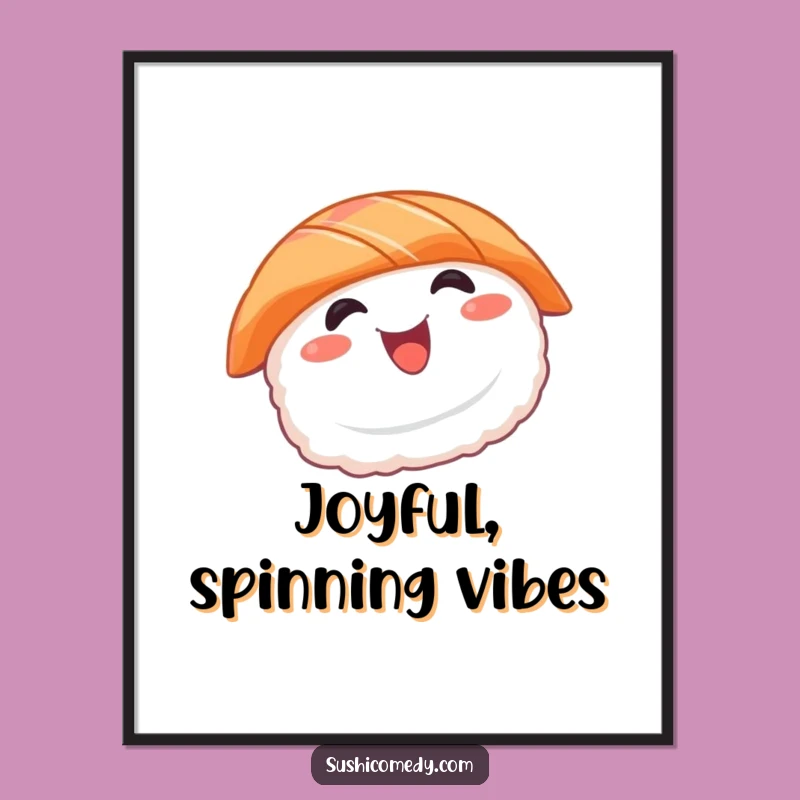 Funny Sushi Digital Art: Spinning Salmon Fun, Instant Funny Gift Download