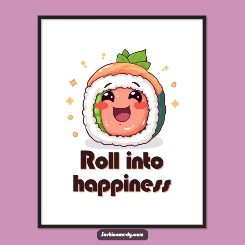 Funny Tuna Maki Digital Art: Cheerful Rolling Sushi for Instant Joy