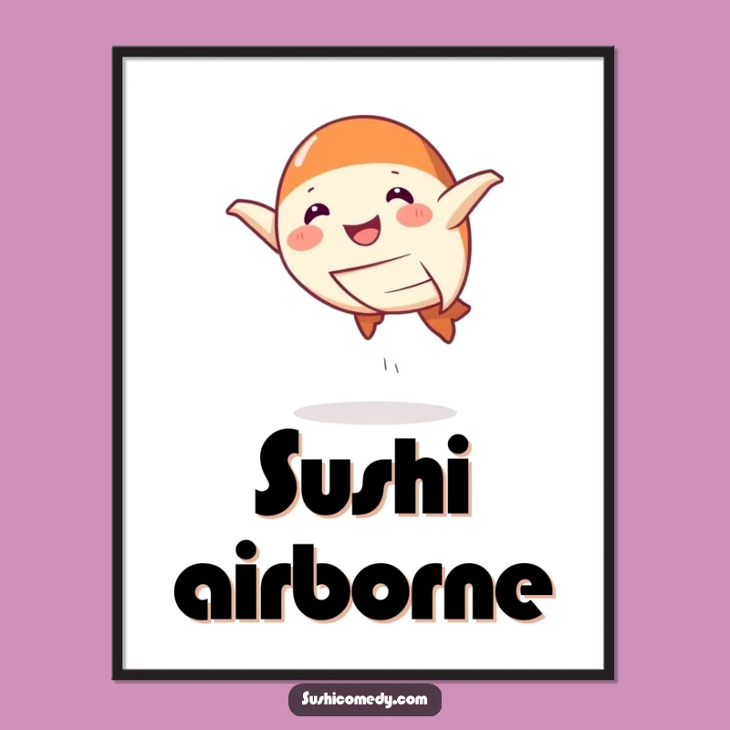 Funny Salmon Nigiri Digital Art: Playful Leap Scene, Perfect Humorous Decor Gift!