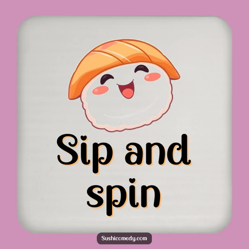 Funny Sushi Coaster: Protect Surfaces with Spinning Salmon, Cute Funny Gift