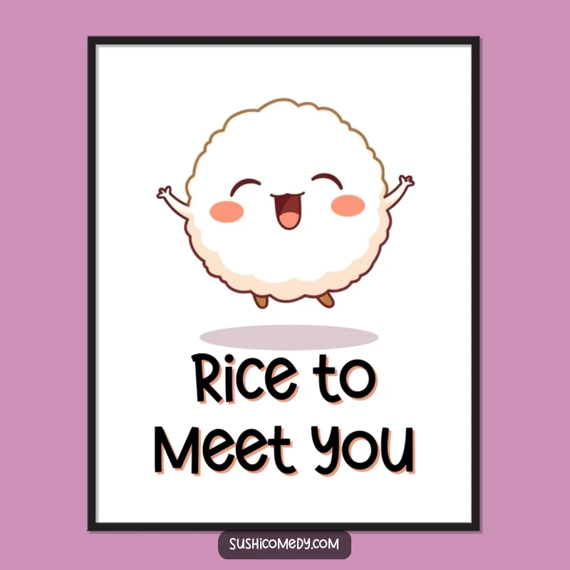 Funny Giggling Rice Ball Jump Poster - Adorable Foodie Wall Art Gift