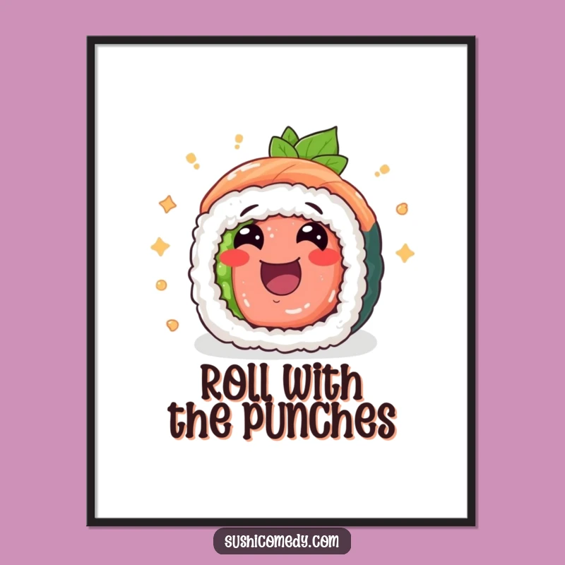 Funny Tuna Maki Poster: Brighten Your Walls with Cheerful Rolling Sushi Art