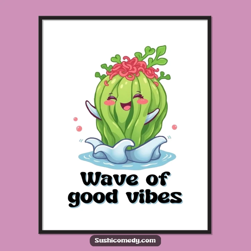 Funny Seaweed Salad Poster: Happy Waves for Your Walls