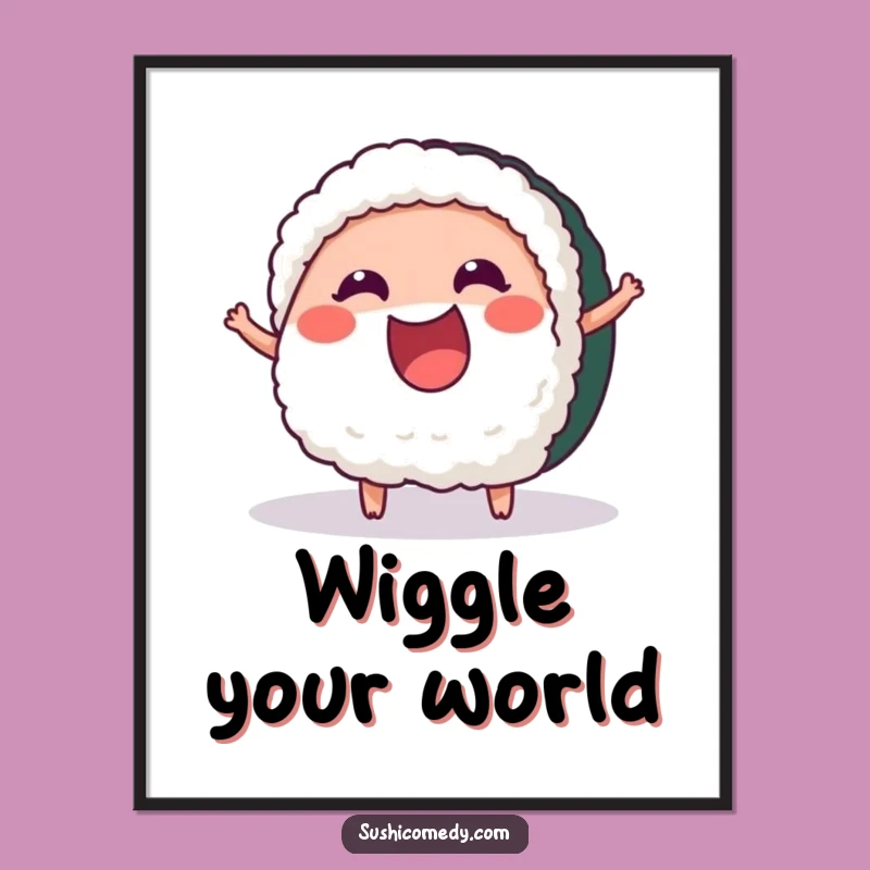 Funny Cheerful Tuna Sushi Poster: Whimsical Wall Art, Delightful Humorous Gift