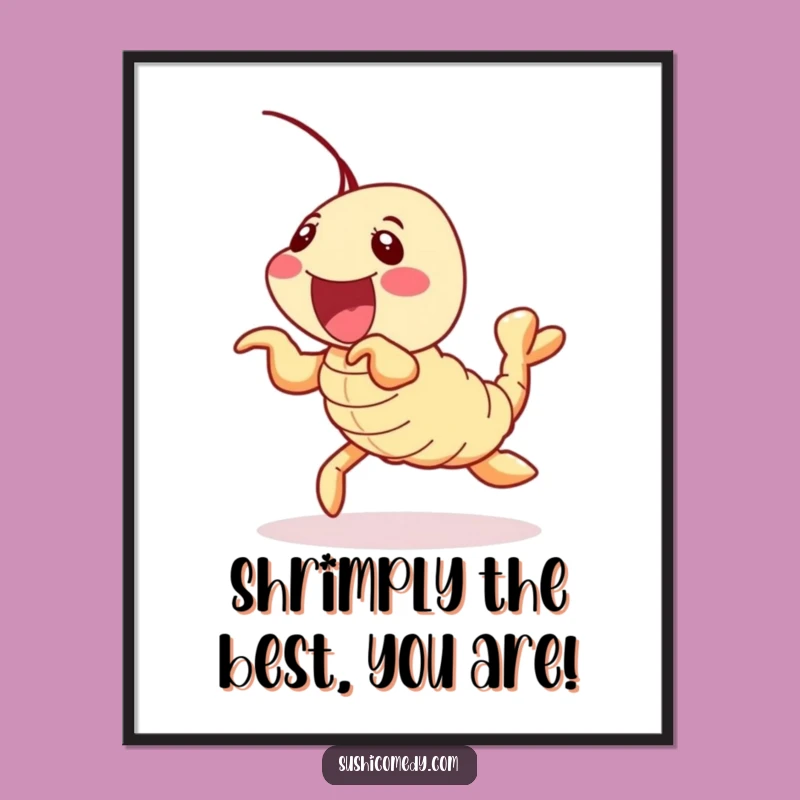 Free Printable Shrimp Tempura Wall Art - Funny Wiggling Sushi Decor!