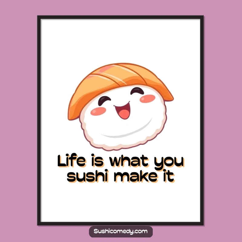 Funny Free Printable Sushi Wall Art: Happy Salmon Spin Decor Download!
