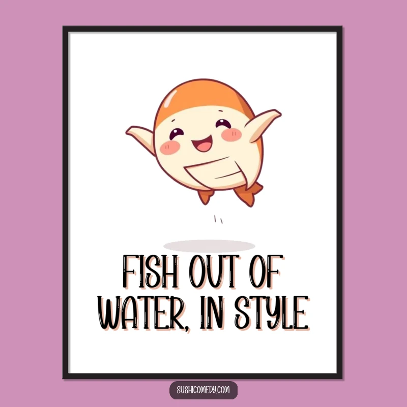 Funny Free Printable Wall Art: Salmon Nigiri Leap, Humorous Downloadable Art for Whimsical Decor