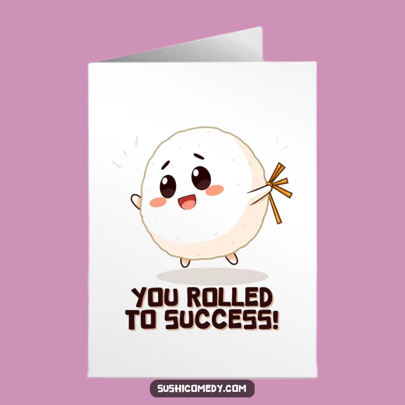 Free Printable Congrats Card: Bouncing Rice Ball Downloadable Gift for Happy Achievements
