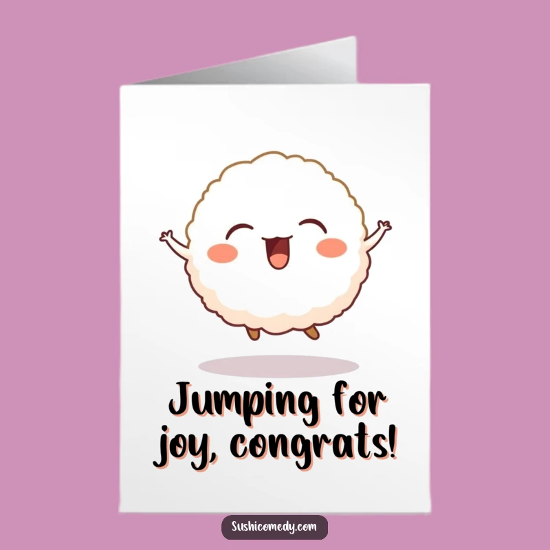 Free Printable Giggling Rice Ball Congrats Card - Cheerful Downloadable Art for Big Wins