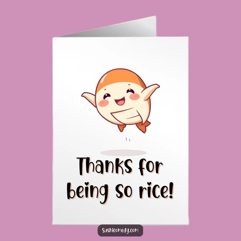 Free Printable Thank You Card: Salmon Nigiri Leap, Humorous Downloadable Greeting for Gratitude