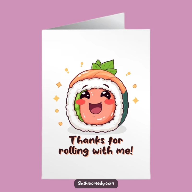 Free Printable Thank You Sushi Card - Cheerful Tuna Maki Expresses Gratitude!