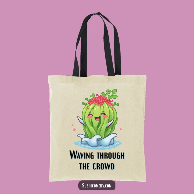 Funny Seaweed Salad Tote Bag: Carry Your Day with Happy Waves